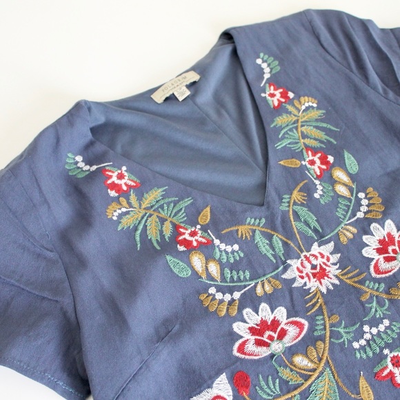 $5 SALE | Navy Floral Embroidered Shift Dress (D2) - Picture 3 of 7